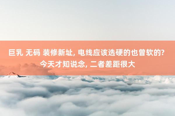 巨乳 无码 装修新址， 电线应该选硬的也曾软的? 今天才知说念， 二者差距很大