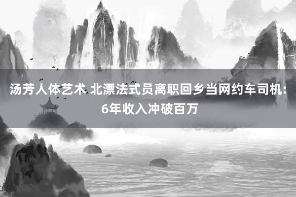 汤芳人体艺术 北漂法式员离职回乡当网约车司机: 6年收入冲破百万